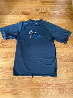 O'Neill Dark Gray Short-Sleeve Surf Rash Guard with Logo